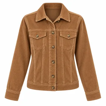 AI-generated style illustration for Minibee Women's Corduroy Jackets Long Sleeve Coats Button Down Outwear Tops with Pockets; not a retailer photograph