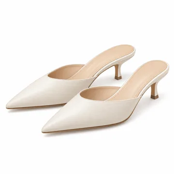 AI-generated style illustration for Fericzot Mule Slippers for Women,Slingback Buckle Pumps Pointed Toe Kitten Heels Shoes Slides Backless Dress Sandals; not a retailer photograph