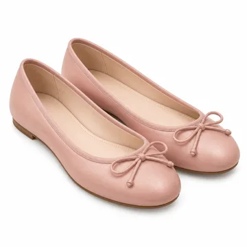 AI-generated style illustration for Women's Round Toe Ballet Flats Comfortable Bow Dressy Flats Shoes for Women; not a retailer photograph