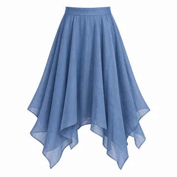 AI-generated style illustration for DJT Women's Flowy Handkerchief Hemline Midi Skirt; not a retailer photograph