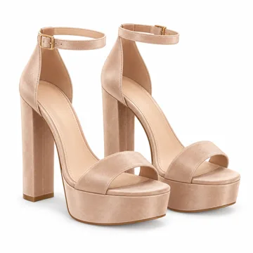 AI-generated style illustration for Modatope Platform Heels for Women Chunky Heel Open Toe Ankle Strap Sandals; not a retailer photograph
