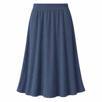 AI-generated style illustration for Amazon Essentials Women's Jersey Pull On Midi Length Skirt; not a retailer photograph