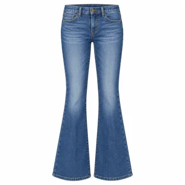 AI-generated style illustration for Lee Women's Legendary Mid Rise Flare Jean; not a retailer photograph