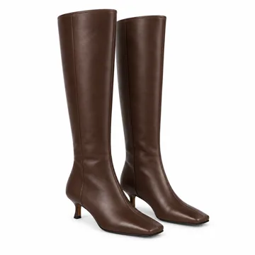 AI-generated style illustration for Modatope Knee High Boots Women Square Toe Kitten Heel Tall Boots; not a retailer photograph