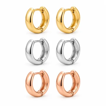 AI-generated style illustration for Poxtex Small Sterling Silver Huggie Hoop Earrings Set for Women, Hypoallergenic 14K Gold Plated Hoops Stacks for Multiple Piercings, Dainty Cute Mini Lightweight Cartilage Studs Trendy Jewelry Gift; not a retailer photograph