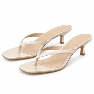 AI-generated style illustration for DREAM PAIRS Women's Dressy Thong Kitten Heel Sandals; not a retailer photograph