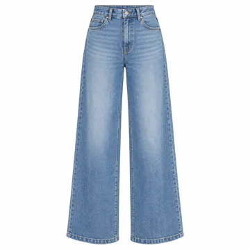 AI-generated style illustration for Sidefeel Women's Wide Leg Jeans High Waisted Stretchy Denim Pants; not a retailer photograph