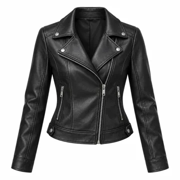 AI-generated style illustration for PRETTYGARDEN Women's Faux Leather Motorcycle Jackets; not a retailer photograph