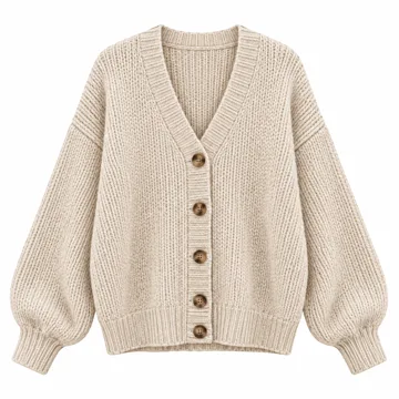 AI-generated style illustration for Wyeysyt Womens Cardigan Sweater Button Down Long Sleeve Chunky Soft Knit Sweater Fall Open Front Loose Casual Cardigan Coat; not a retailer photograph