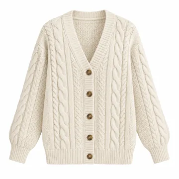 AI-generated style illustration for GRACE KARIN Cable Knit Cardigan Sweaters for Women Lightweight Fall Outfits; not a retailer photograph