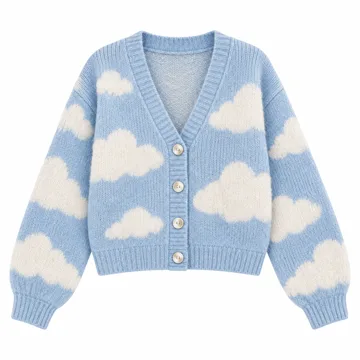 AI-generated style illustration for Lioness Women's Head in The Clouds Cardigan; not a retailer photograph