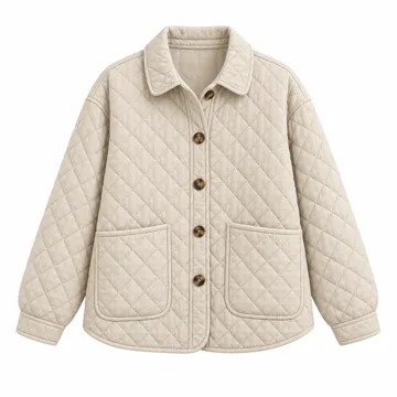 AI-generated style illustration for Dokotoo Quilted Jackets for Women Casual Lightweight Button Down Collared Long Sleeve Coats with Pockets; not a retailer photograph