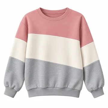 AI-generated style illustration for Saloogoe Sweatshirts for Women Crewneck Long Sleeve Loose Fit Tops Color Block Ribbed Trim Fashion 2025; not a retailer photograph