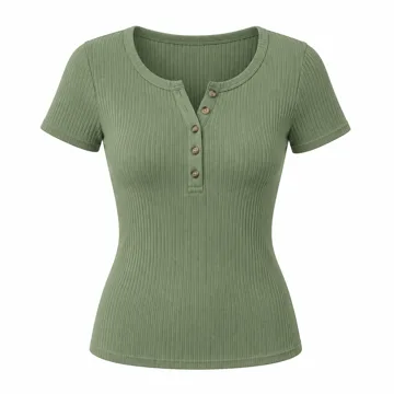 AI-generated style illustration for PRETTYGARDEN Women's Summer Tops Henley Tee Shirts; not a retailer photograph