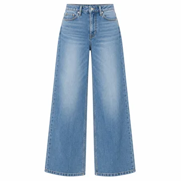 AI-generated style illustration for Dokotoo Women's Casual High Waisted Jeans Stretch Wide Leg Loose Denim Pant; not a retailer photograph