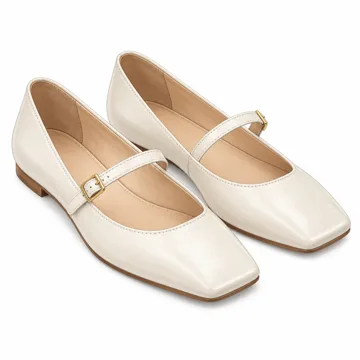 AI-generated style illustration for Women‘s Mary Jane Shoes, Ballet Flats for Women, Square Toe Shoes for Women; not a retailer photograph