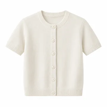 AI-generated style illustration for NAADAM Womens Lightweight Cashmere Short Sleeve Cardigan; not a retailer photograph