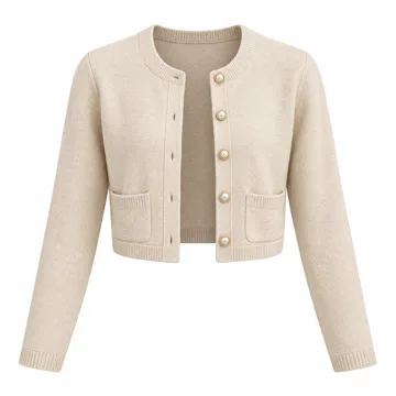 AI-generated style illustration for Arach&Cloz Women's Wool Blend Cropped Sweater Cardigan Jacket; not a retailer photograph