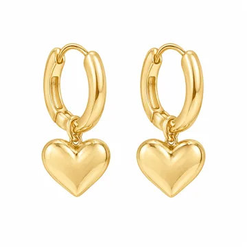 AI-generated style illustration for Kendra Scott Ari Heart Huggie Earrings for Women, Fashion Jewelry; not a retailer photograph