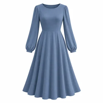 AI-generated style illustration for Zeagoo Long Sleeve Dresses for Women 2026 Fall Winter Casual Flowy A-Line Boho Midi Party Long Dress with Pockets; not a retailer photograph