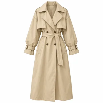 AI-generated style illustration for Orolay Women's Waterproof Oversized Trench Coat, Windproof Long Rain Coat; not a retailer photograph