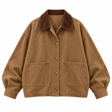 AI-generated style illustration for Tankaneo Womens Oversized Barn Jacket Fall Safari Trench Coat with Pockets; not a retailer photograph