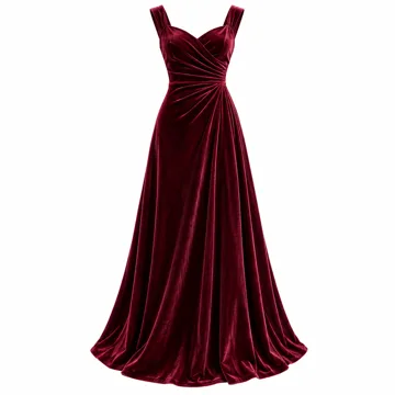 AI-generated style illustration for MEROKEETY Womens Fall Velvet Formal Wedding Guest Maxi Dress; not a retailer photograph