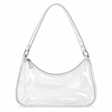 AI-generated style illustration for Wuflyover Clear Bag for Stadium Events, Clear Purse Shoulder Bag for Women; not a retailer photograph