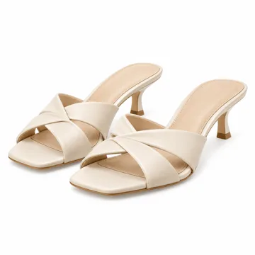 AI-generated style illustration for Mattiventon Kitten Heels Mule Heeled Sandals for Women; not a retailer photograph