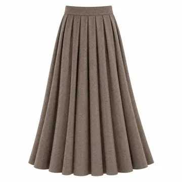 AI-generated style illustration for Arach&Cloz Women's Wool Blend Wide Elastic Band A-Line Pleated Flowy Long Skirts 2025; not a retailer photograph