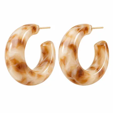 AI-generated style illustration for Fullpop Vintage Earrings for Women, Chunky 14K Gold Plated Resin Hoop Earrings Lightweight Hollow Drop Earrings Hypoallergenic Earrings for Women Vintage Anthropologie Jewelry Gifts for Women; not a retailer photograph