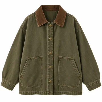 AI-generated style illustration for EVALESS Womens Oversized Jean Jacket Button Down Barn Jackets; not a retailer photograph