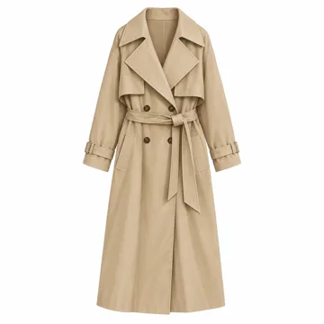 AI-generated style illustration for Steve Madden Women's Long Oversized Lapel Trench Coat, Fall Trench Jacket; not a retailer photograph