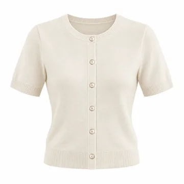 AI-generated style illustration for GRACE KARIN Womens Short Sleeve Cardigan Sweaters Lightweight Fall Outfits; not a retailer photograph