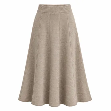 AI-generated style illustration for Arach&Cloz Women's Wool Blend A-Line Elastic Waistband Fall Sweater Skirts; not a retailer photograph