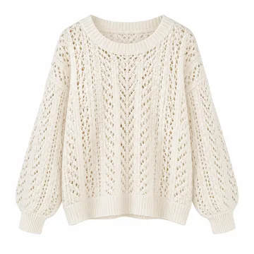 AI-generated style illustration for WIHOLL Fall Outfits for Women 2026 Hollow Out Knit Sweater Fashion Clothing; not a retailer photograph