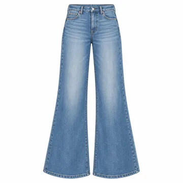 AI-generated style illustration for FLYING BANANA Women's High Rise Stretch Bootcut Bell Bottom Jeans Slim Fit Flared Denim Pants; not a retailer photograph