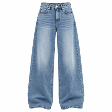 AI-generated style illustration for PRETTYGARDEN Women's Baggy Denim Jeans Wide Leg Pants; not a retailer photograph